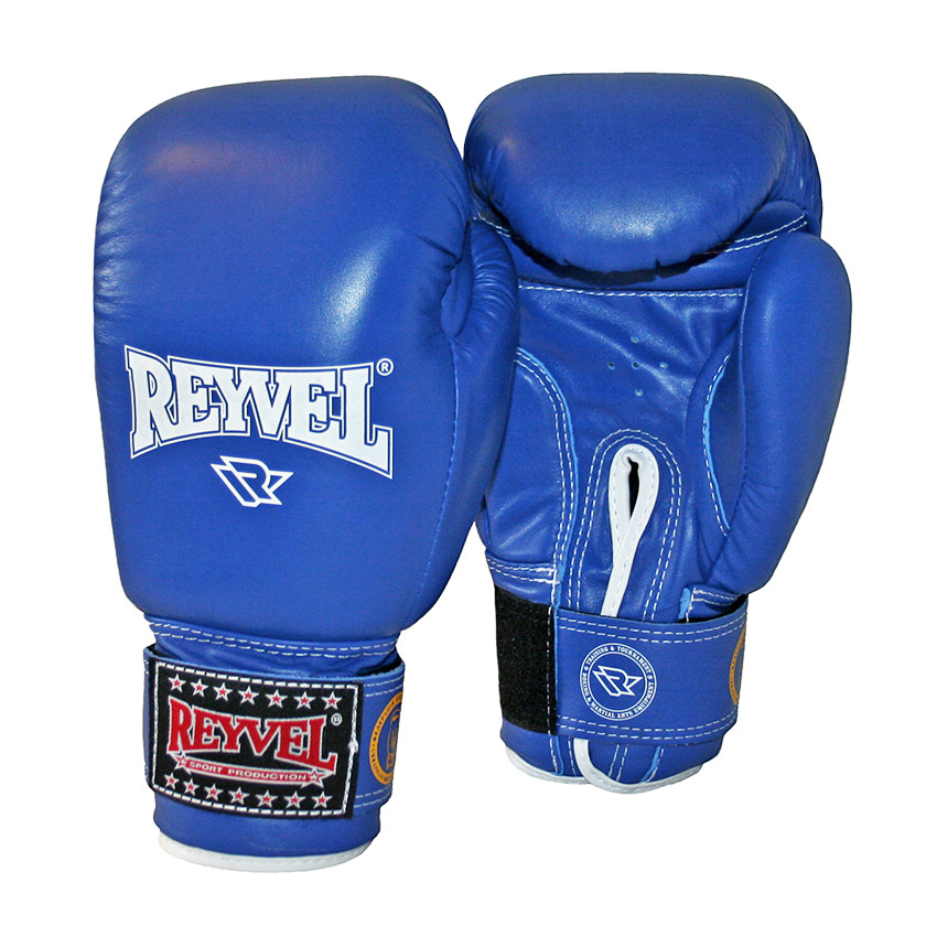 Боксерские перчатки ФБУ 10 oz синие  REYVEL кожа
