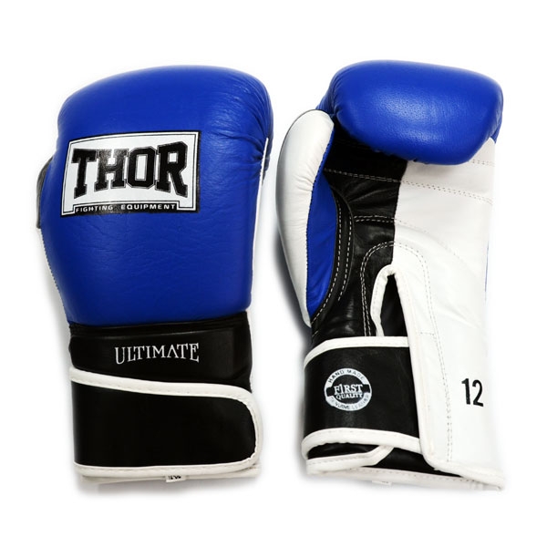 Боксерские перчатки 10 ун  синие THOR ULTIMATE(PU)B/BL/WH