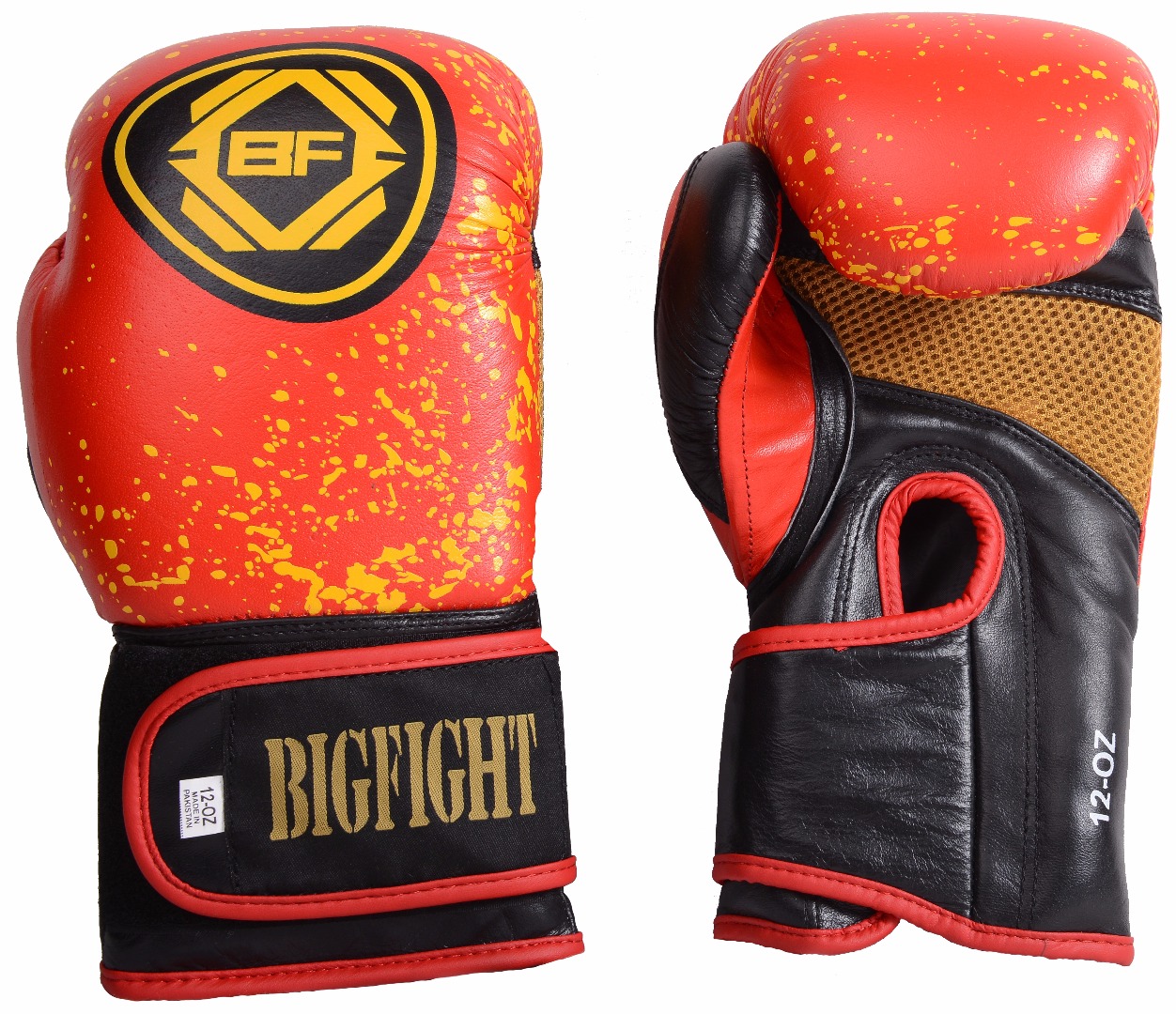 Перчатки красно-желтые BigFight кожа 14ун, 16ун